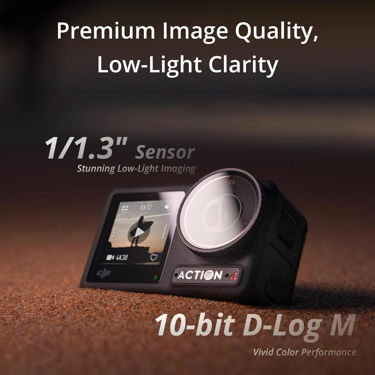 Showcasing a 1/3-inch sensor with stunning low-light imaging and vivid color performance of DJI Osmo Action 4 Adventure Combo